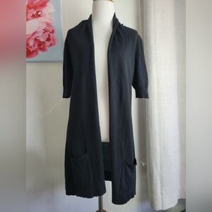 [Theory] Black Short Sleeve Cotton Cashmere Cardigan - Size M